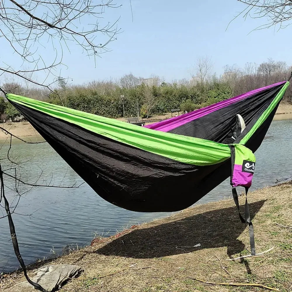 Outdoor Camping Hammock Lightweight Parachute Nylon For Travel Hiking Swing Hang Sleeping Bed As Outdoor Furniture In Garden