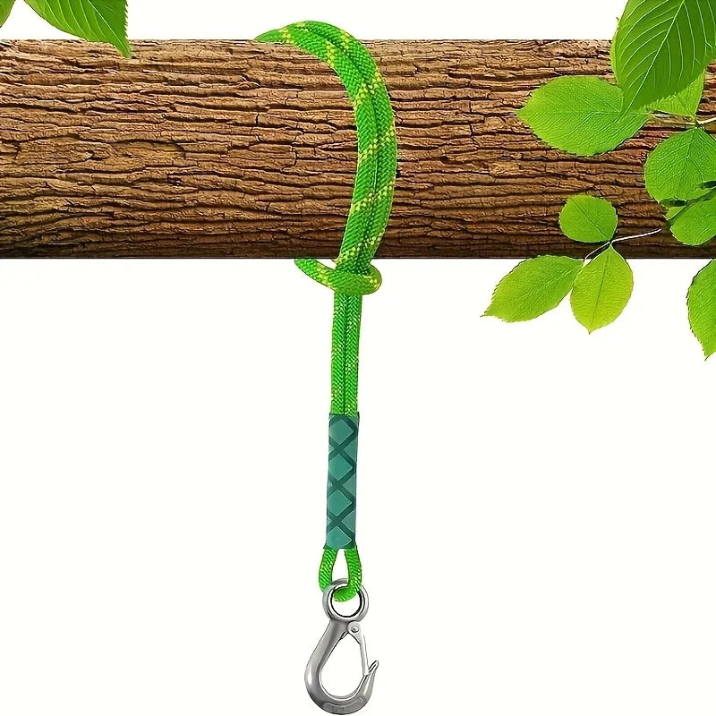 2 pcs Durable Nylon Hanging Ropes with Metal Hooks - UV, Weather, and Abrasion Resistant - Suitable for Outdoor Hammocks