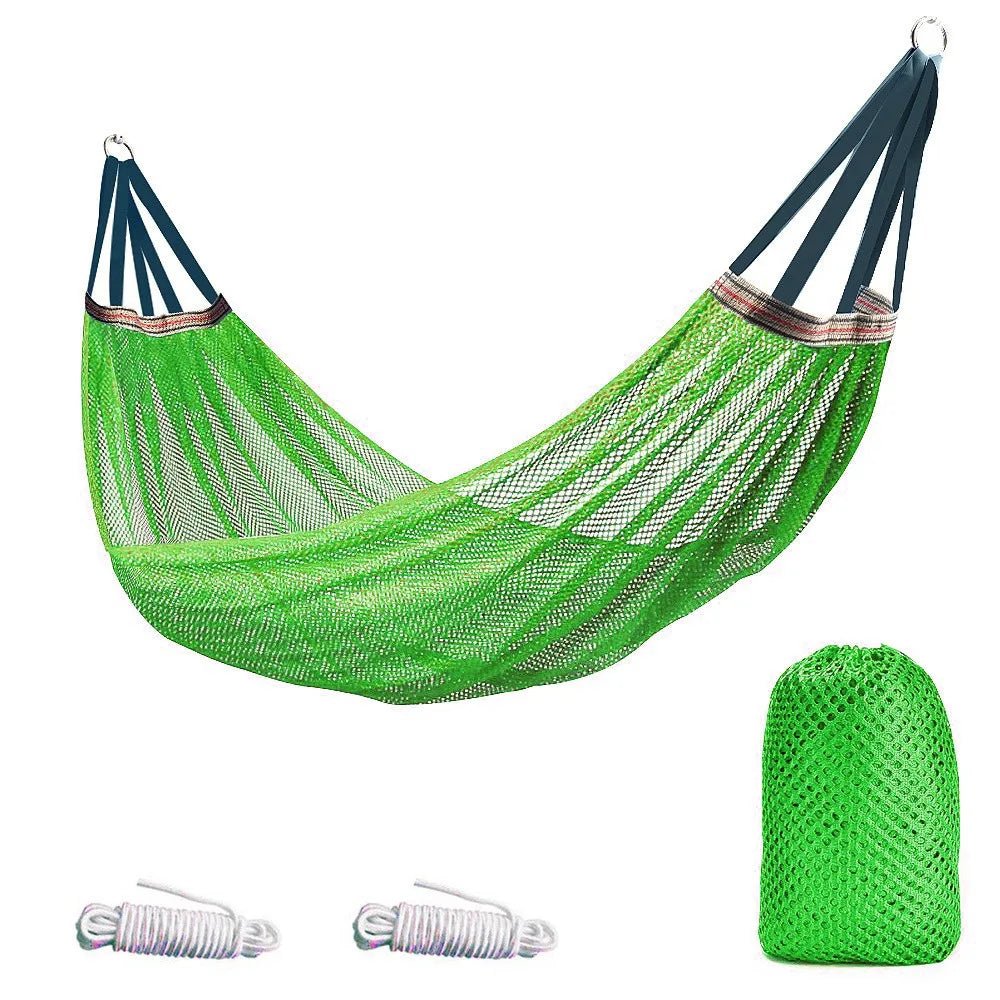 Simple Portable Mesh Hammock Breathable Foldable Ice Silk Hanging Bed With Storage Bag Anti-rollover Outdoor Camping Swing Patio