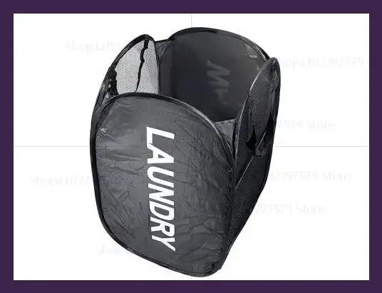 Portable Mesh Pop Up Laundry Hamper Wide Opening Breathable Collapsible Storage Bag Laundry Basket Dorm Travel Bathroom Items