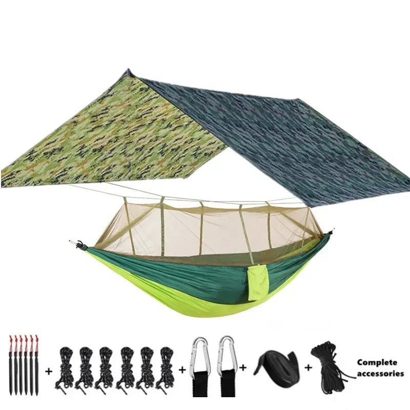Camping Hammocks and Accessories Including Hammock with Mesh Rain Fly Tarp Tree Straps for Outdoor Use Hiking Backpacking Travel