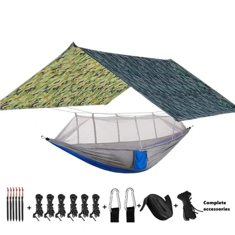Camping Hammocks and Accessories Including Hammock with Mesh Rain Fly Tarp Tree Straps for Outdoor Use Hiking Backpacking Travel