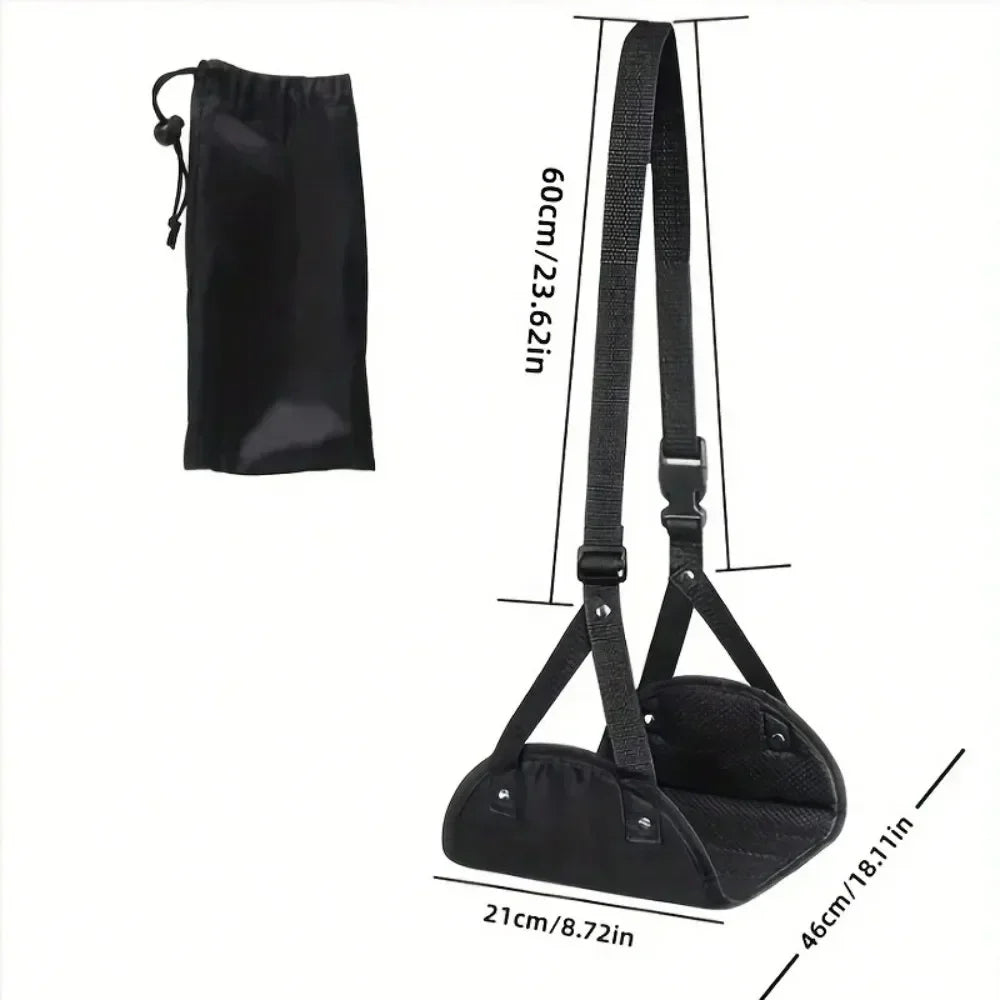 Travel Rest Hanging Footstool with Adjustable Straps Multifunctional Portable Hammock Footrest for Home Office Outdoor Airpalne