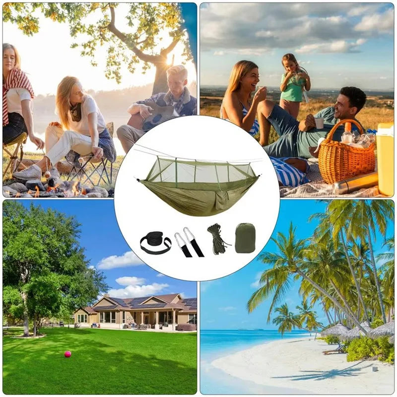 M12kcamping Hammock With Net 2 Person Hammock With Net Mesh Design Outdoor Must-Haves For Backpacking Hiking Beach Patio
