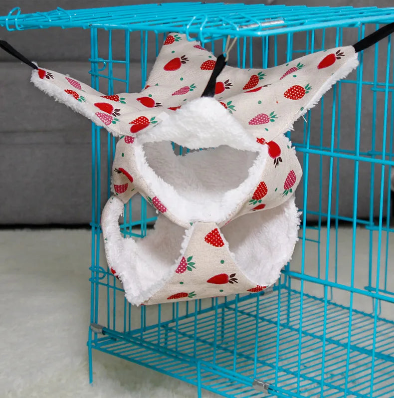햄스터 Pet Hammock Cotton Hamster Mouse Hanging Bed Small Pet Hamster Rabbit Double Layer Warm Sleep Nests Hanging Hammock Supplies