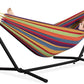 Double Hammock with Steel Stand  Outside Garden Yard Outdoor Camping 2 People Standing Hammocks and  Carrying Bag
