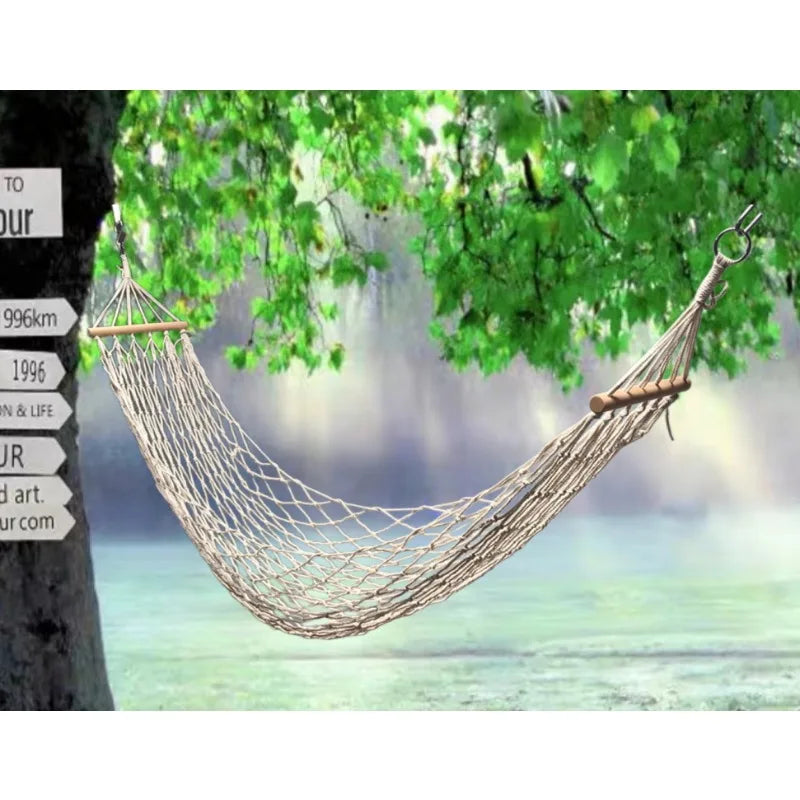 Anti-turnover Cotton Mesh Hammock Outdoor Camping Mesh Hammock Short Stick Leisure Mesh Pocket Hammock