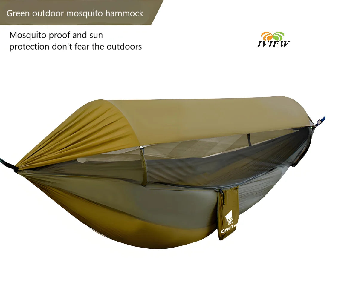 Waterproof Durable Outdoor Camping Hammock with Mosquito Net And Awning Lightweight Portable Sun Protection Leisure Swing