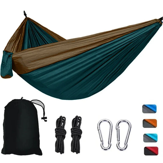 Portable Hammocks Nylon Color Parachute Fabric Single and Double Size Outdoor Camping Hiking Garden Hammock