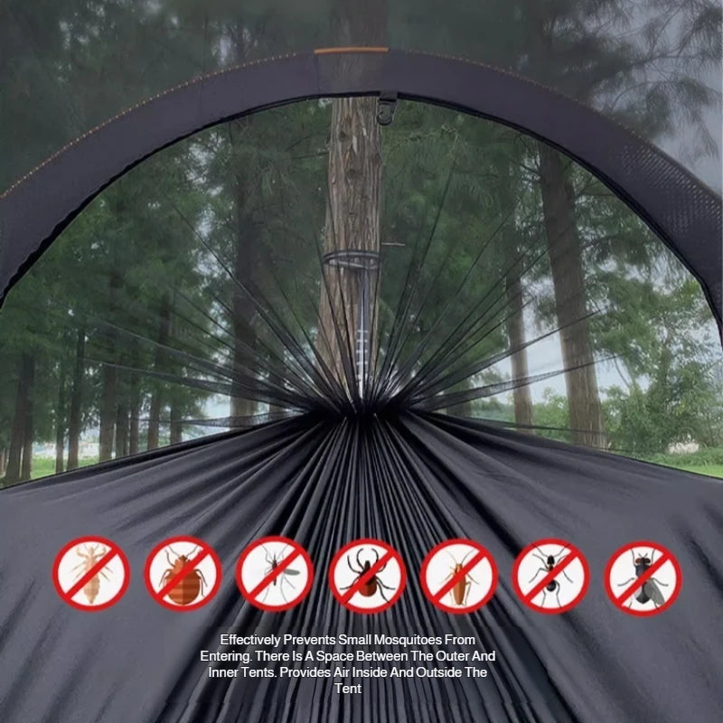 Outdoor Essential Camping Hammock Anti-mosquito and Insect Portable Foldable Quick-open Anti-rollover Nylon Sunshade Hammock