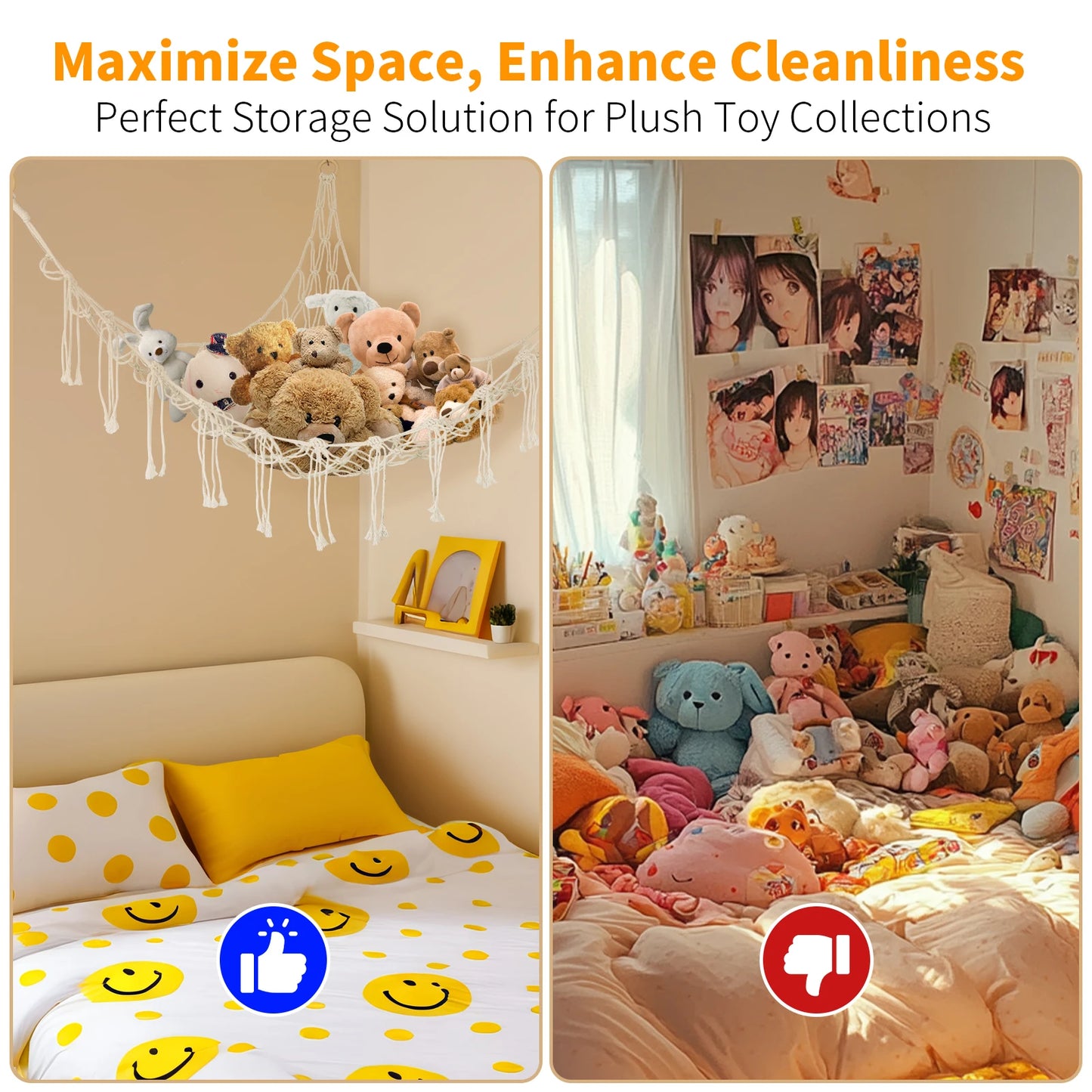 Teddy Hammock Cuddly Toy Storage Hammock for Stuffed Animals Teddy Bear Hanging Toy Storage Soft Plush Toy Storage Net
