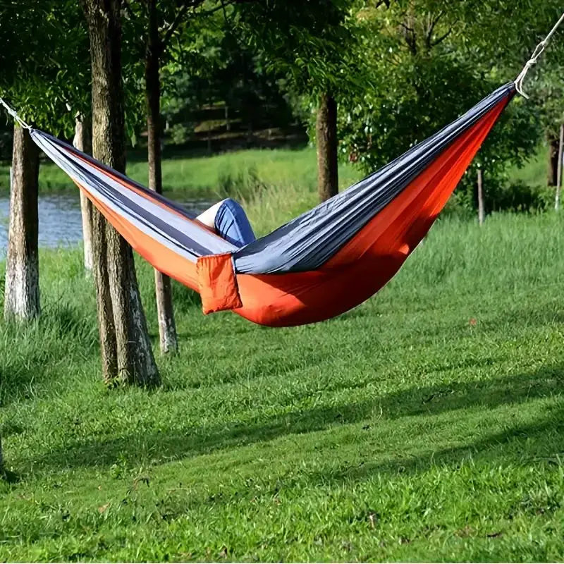 Camping Hammock Portable Parachute Nylon Hanging Bed with 2 Tree Straps Suitable for Backpacking Beach Courtyard and Terrace