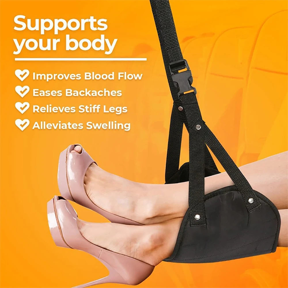 Portable Adjustable Footrest Hammock for Airplane Travel Long Flight Bus Train Office Travel Accessories for Leg Rest Foot Sling