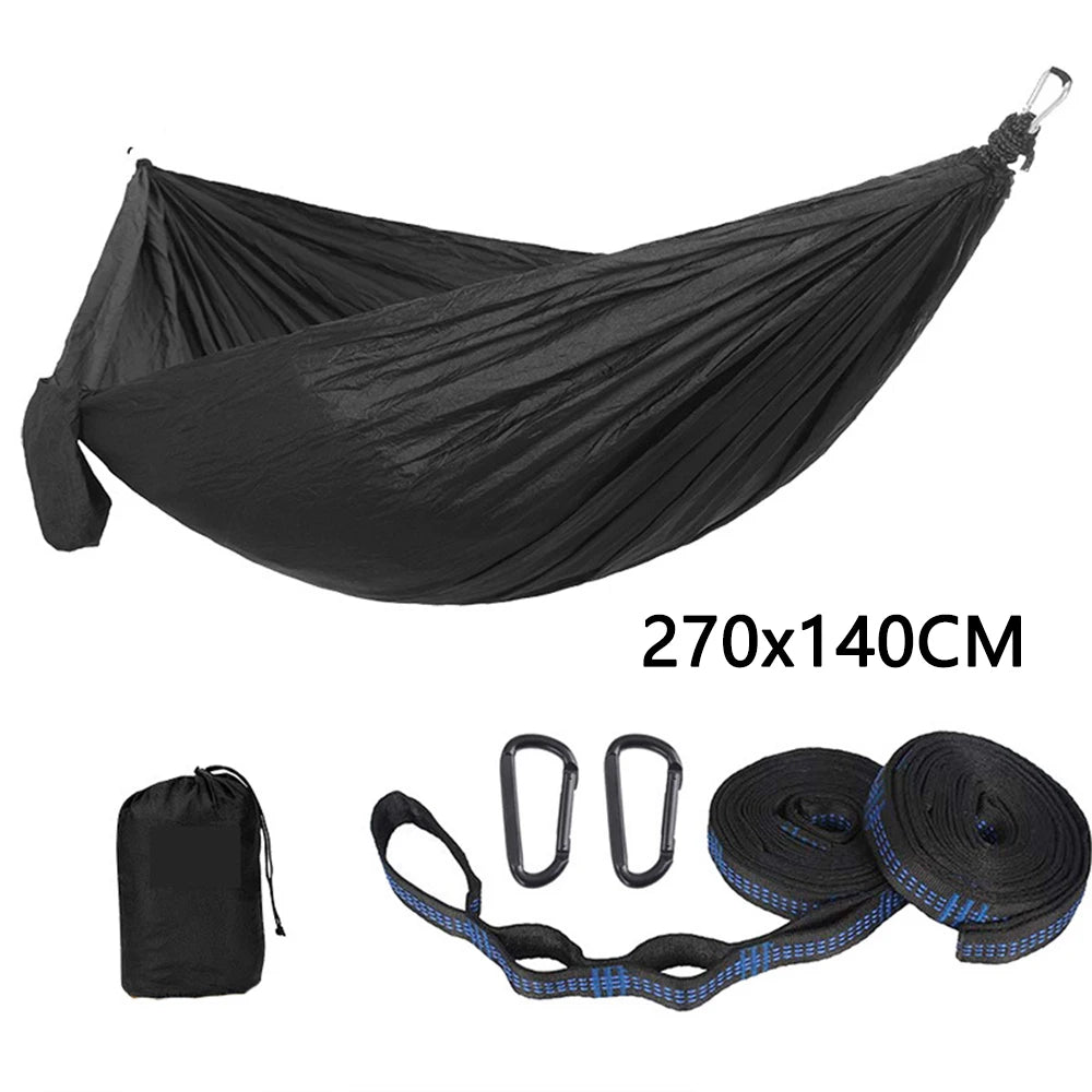 Single Person Portable Outdoor Camping Hammock With Nylon Color Matching Hammock High Strength Parachute Fabric Hanging Bed