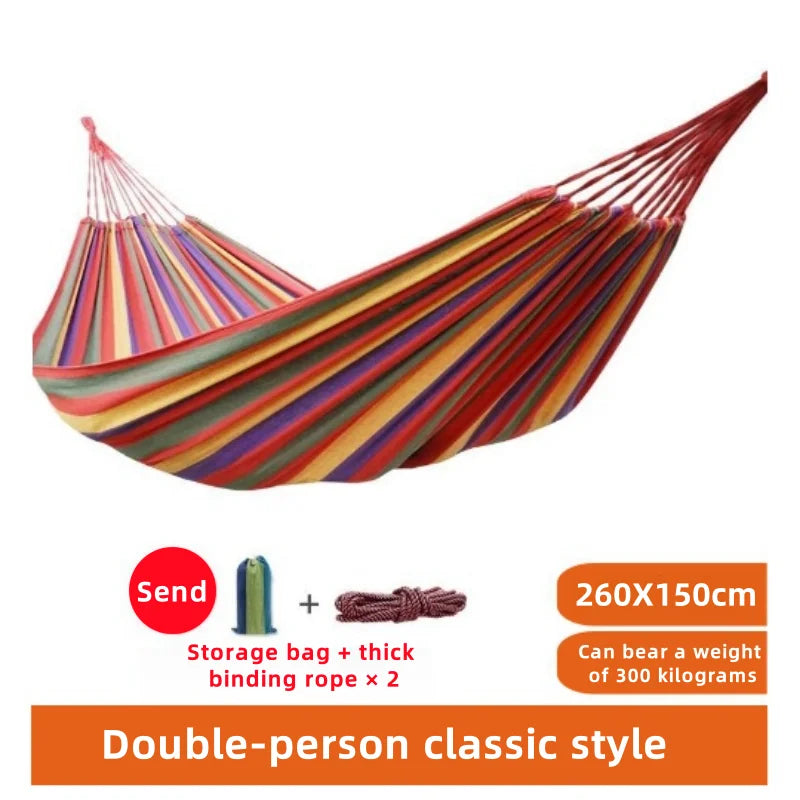 Outdoor camping hammock with thick canvas for double occupancy to prevent side rollovers. Indoor dormitory. Bedroom. Swing.