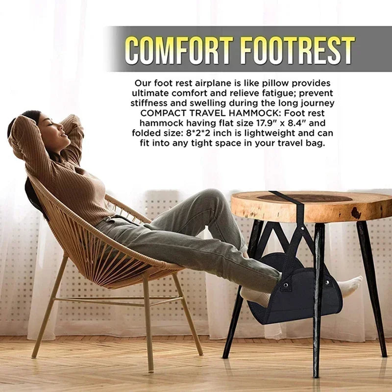 Portable Adjustable Footrest Hammock for Airplane Travel Long Flight Bus Train Office Travel Accessories for Leg Rest Foot Sling