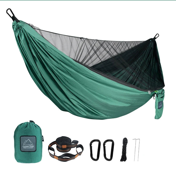 Portable Quick Setup 290*140cm Travel Outdoor Camping Hammock Hanging Sleeping Swing Bed with Mosquito Net