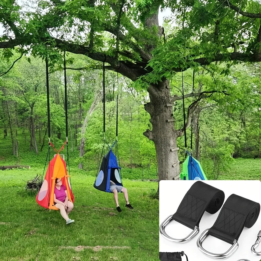 4pcs/set Durable Camping Hammock Slings Featuring Safety Locks, For Various Outdoor Swing Hammock Accessories in Amusement Parks