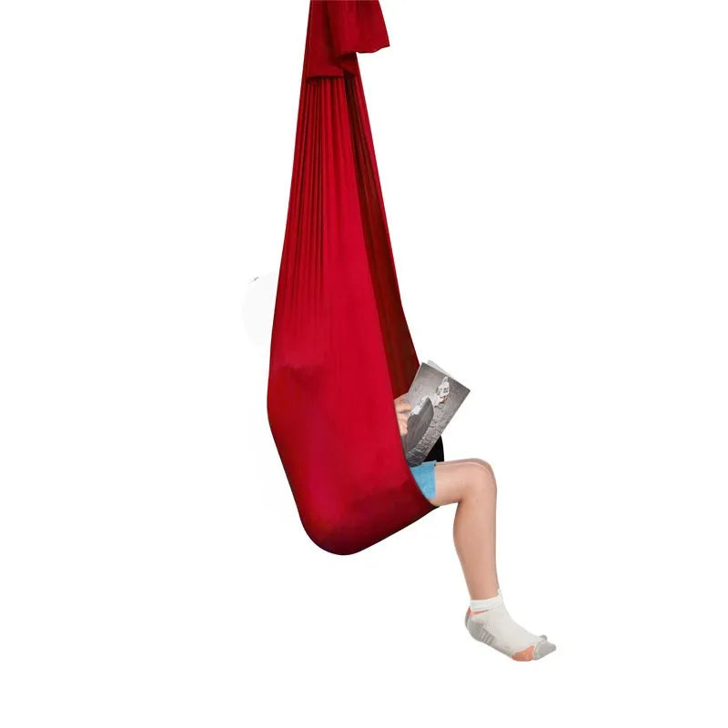 Children's Hammock Indoor and Outdoor Swing Hammock100x280cm Polyester Solid Color Elastic Children's Sensory Air Yoga Hammock