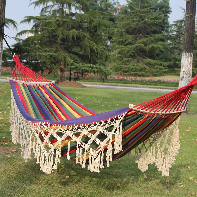 Double Hammock 2 Person Tassel Hammocks Swing Bed For Backyard