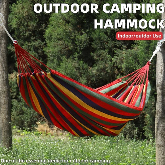 Outdoor canvas hammock / Outdoor/Indoor Rope Double-Hang Bed - Suitable for camping, leisure, beach, and beach relaxation use