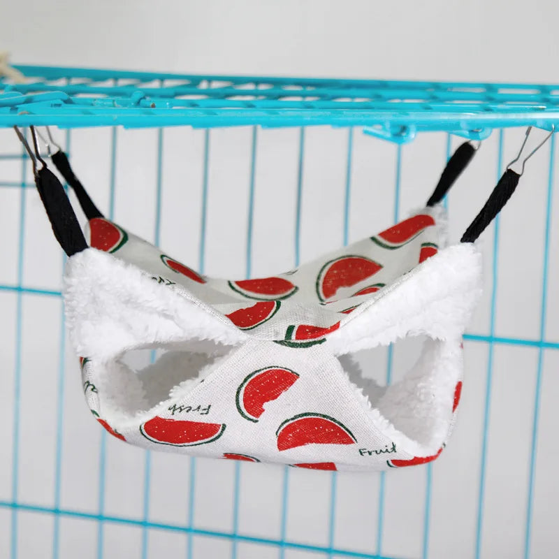 햄스터 Pet Hammock Cotton Hamster Mouse Hanging Bed Small Pet Hamster Rabbit Double Layer Warm Sleep Nests Hanging Hammock Supplies