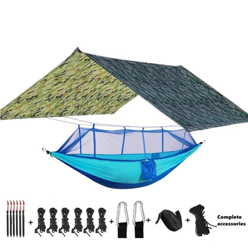 Camping Hammocks and Accessories Including Hammock with Mesh Rain Fly Tarp Tree Straps for Outdoor Use Hiking Backpacking Travel