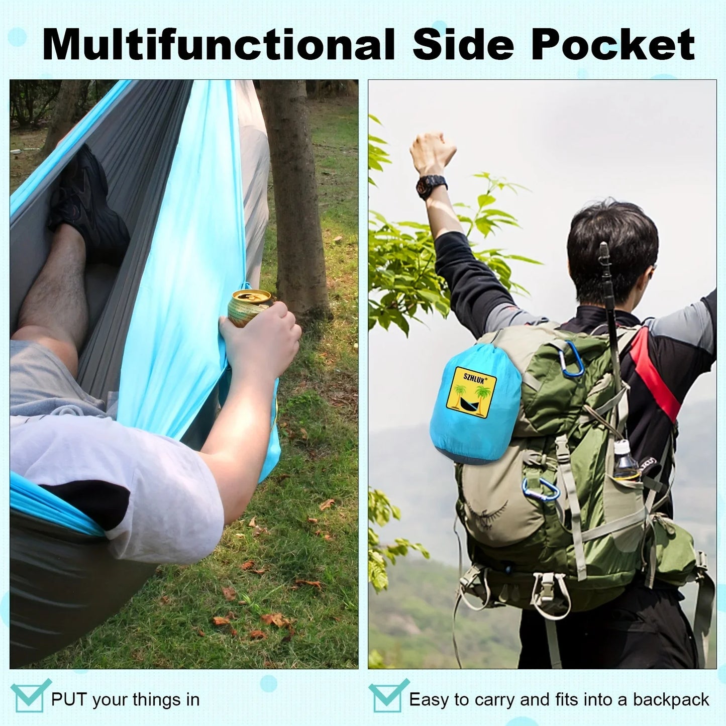Outdoor Single Person Camping Hammock With Nylon Color Matching Hammock High Strength Parachute Fabric Portable Hanging Bed