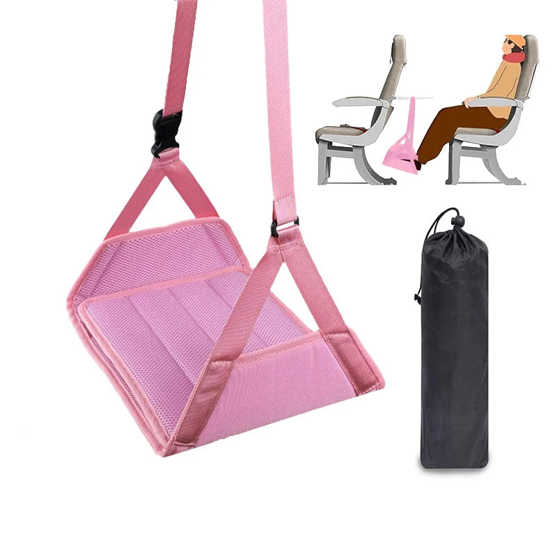 Newest Foot Hammock For Plane Travel ,Portable Footrest With Detachable Hardboard & Adjustable Foot Rest Leg Hammock For Flying