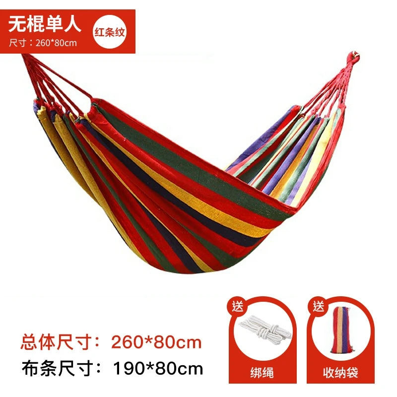 Outdoor camping hammocks, travel swing hammocks, storage beach hammocks, adult and child roll resistant canvas thick hammocks