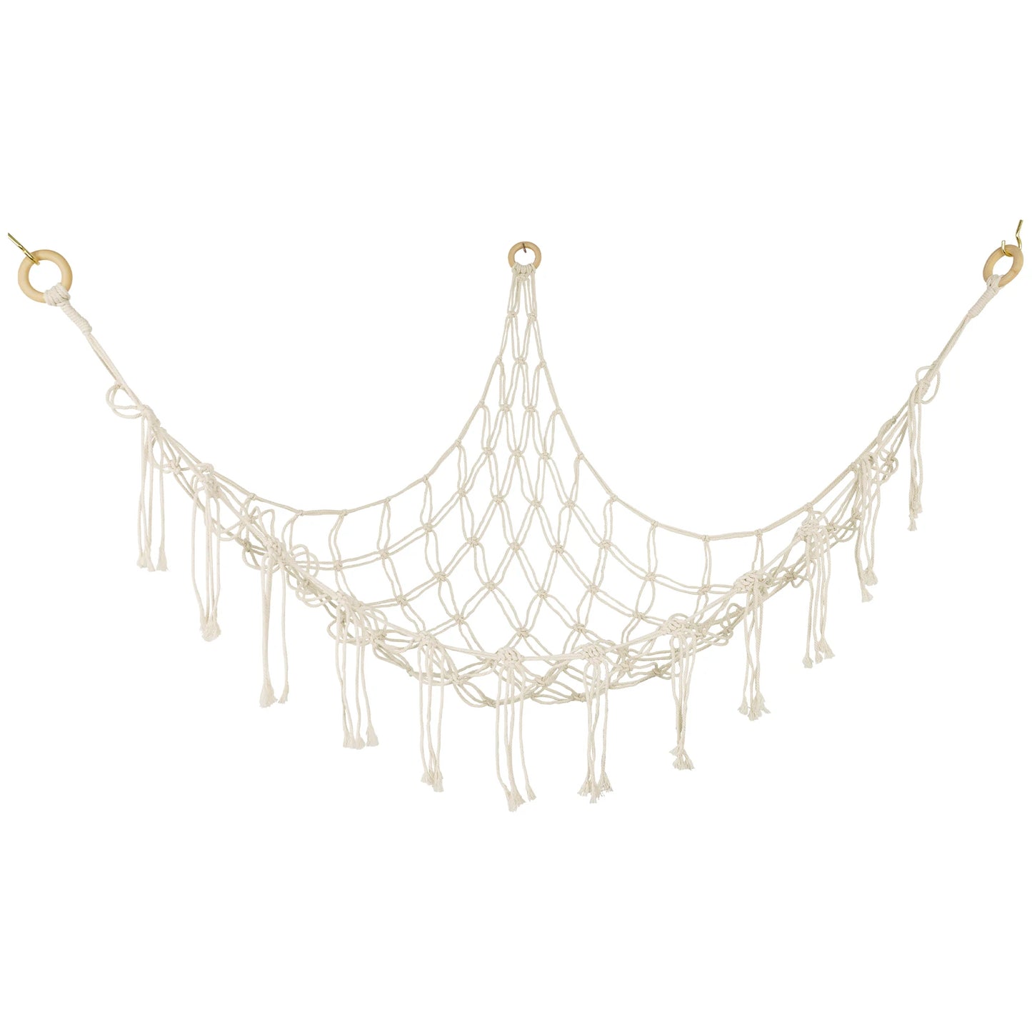 Plush Toy Hammock Large Capacity Stuffed Animals Organizer Net Macrame Tassels Boho Home Wall Decoration Hanging Basket