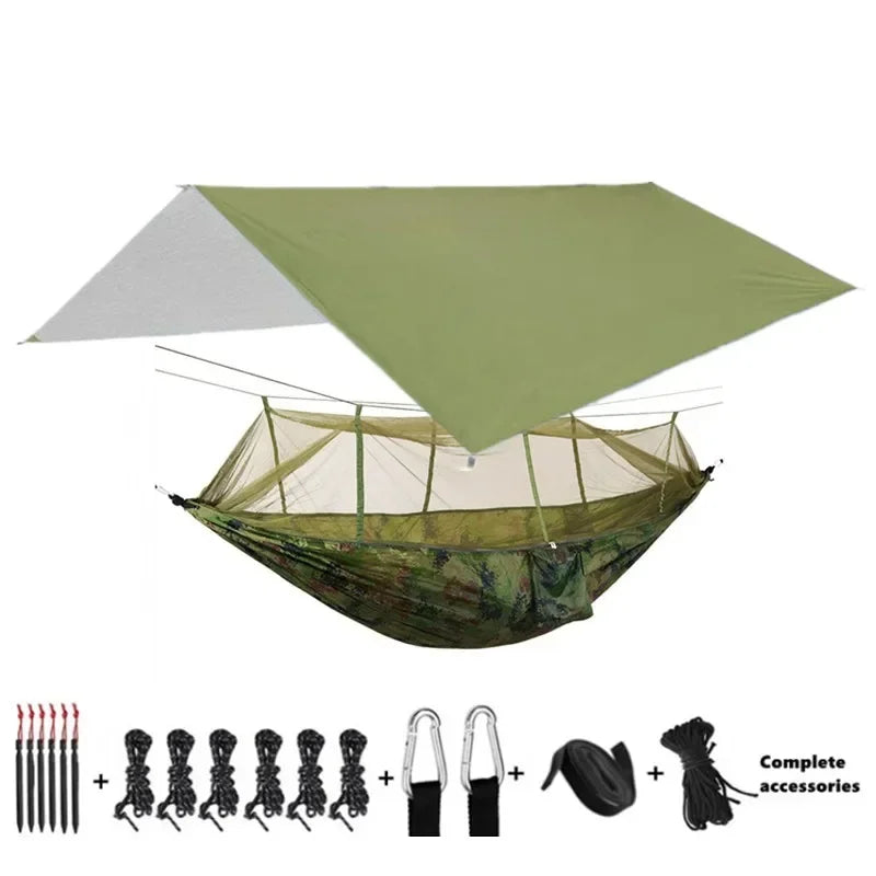 Camping Hammocks and Accessories Including Hammock with Mesh Rain Fly Tarp Tree Straps for Outdoor Use Hiking Backpacking Travel