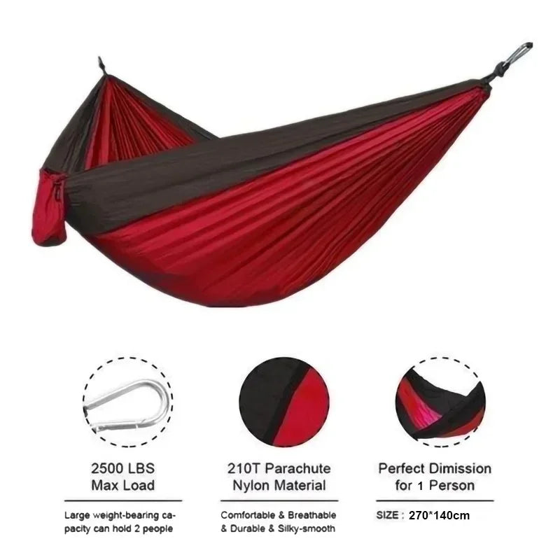Hammock High Strength Parachute Fabric Portable Hanging Bed Outdoor Single Person Camping Hammock Nylon Color Matching Hammock