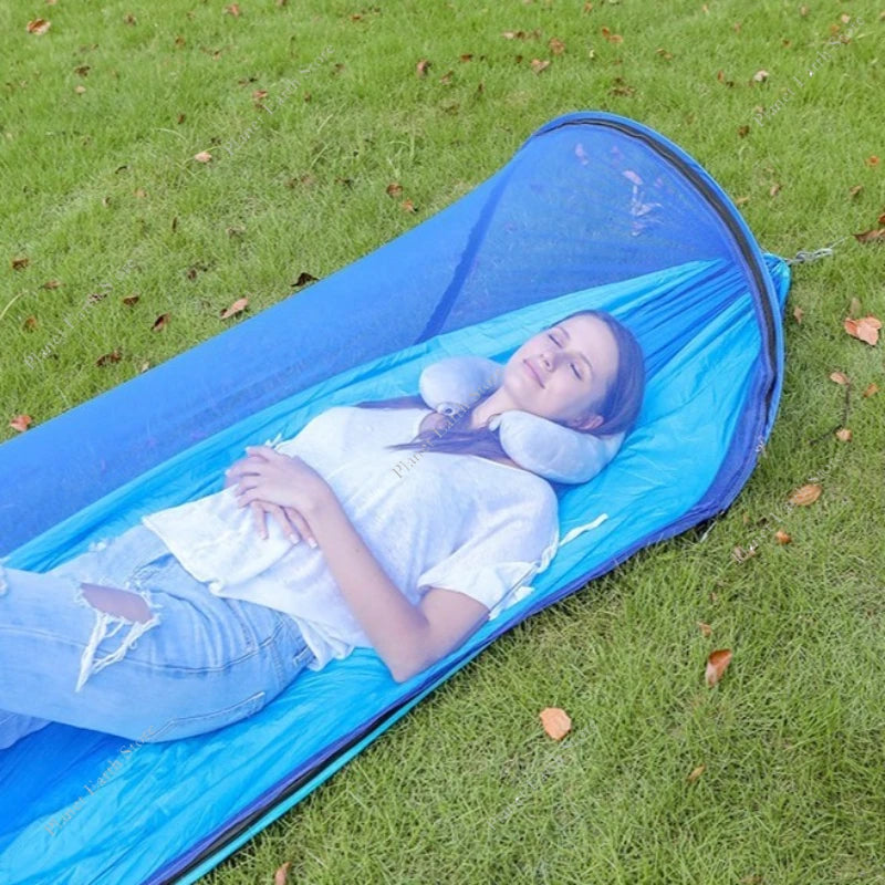 Outdoor Camping Hammock with Mosquito Net Swing Sleeping Hammock Camping Stuff Hanging Sleeping Hammock with Storage Bag