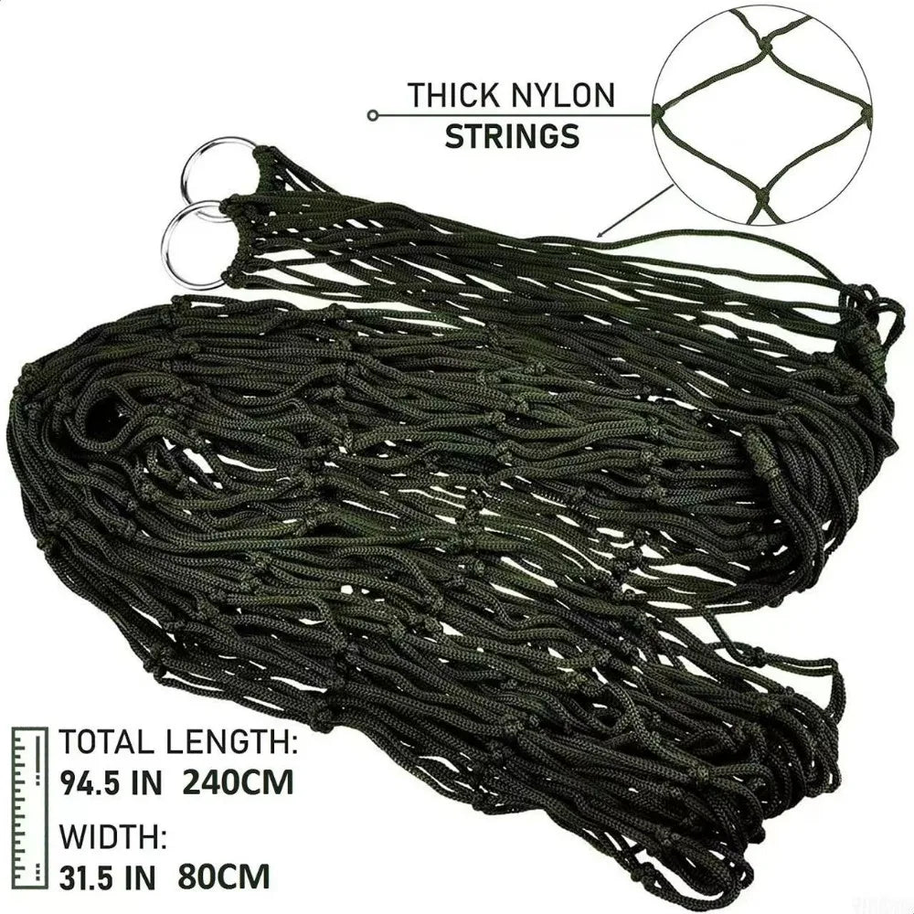 Nylon Rope Meshy Hammock For Outdoor Sleeping Net Bed Portable Outdoor Green Yard Sport Camping Hammock Hanging Bed