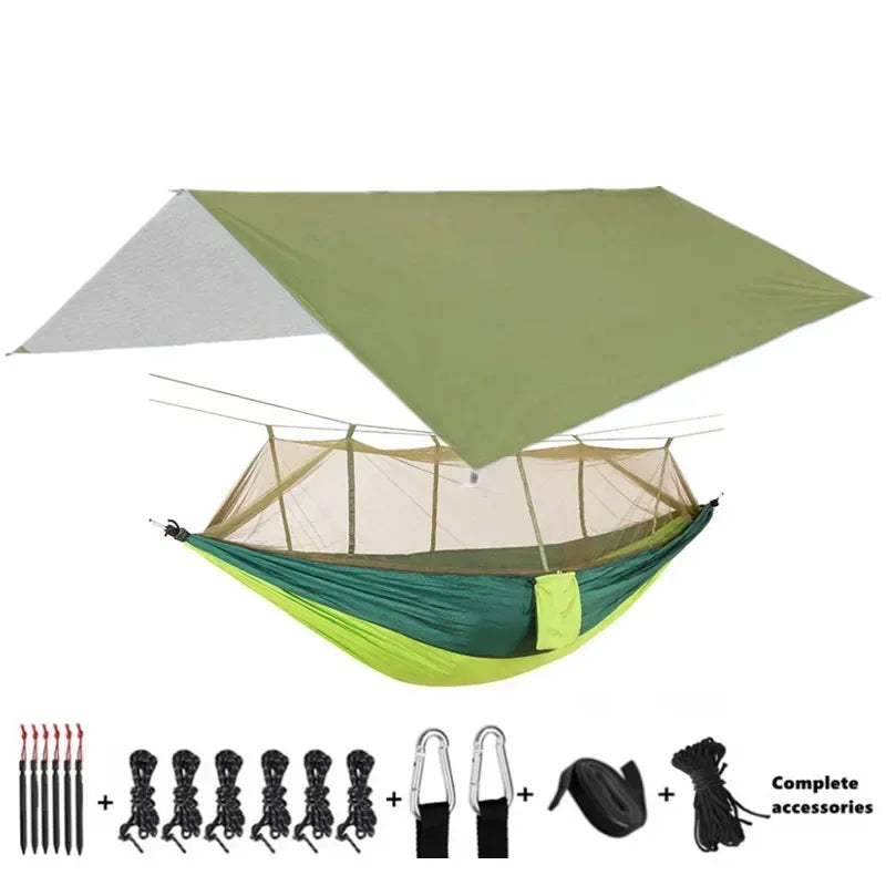 Camping Hammocks and Accessories Including Hammock with Mesh Rain Fly Tarp Tree Straps for Outdoor Use Hiking Backpacking Travel