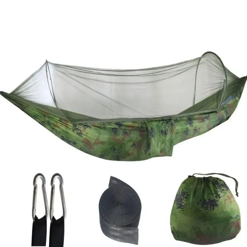 250x120cm Camping Hammock with Mosquito Net - Lightweight Hanging Hammocks, High Strength Parachute Fabric Outdoor Hanging Bed