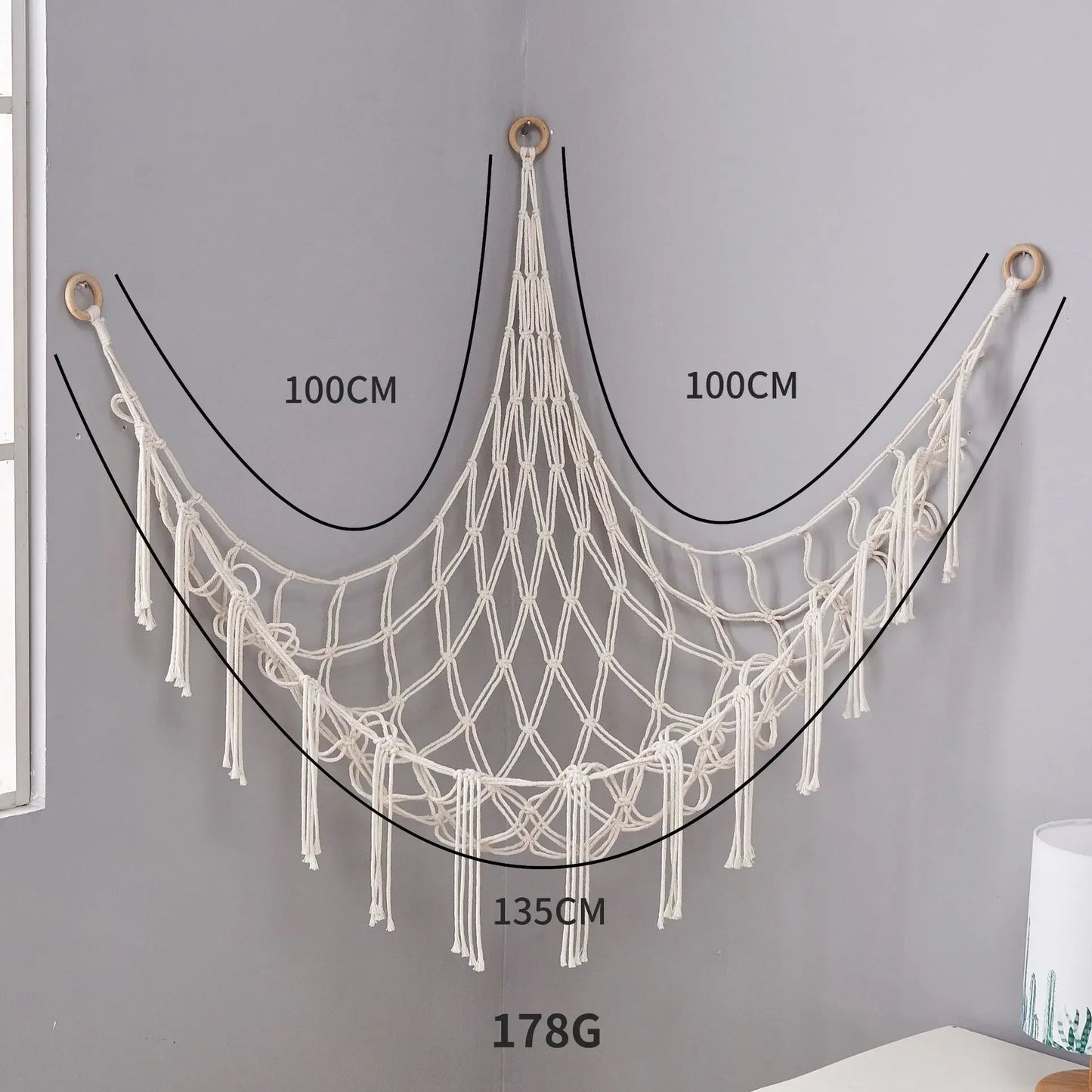 Toy Hammocks Wall Corner Hanging Storage Net Organizer Woven Kids Stuffed Mesh Hammock Baby Animal Rope Hammock Bag Cotton