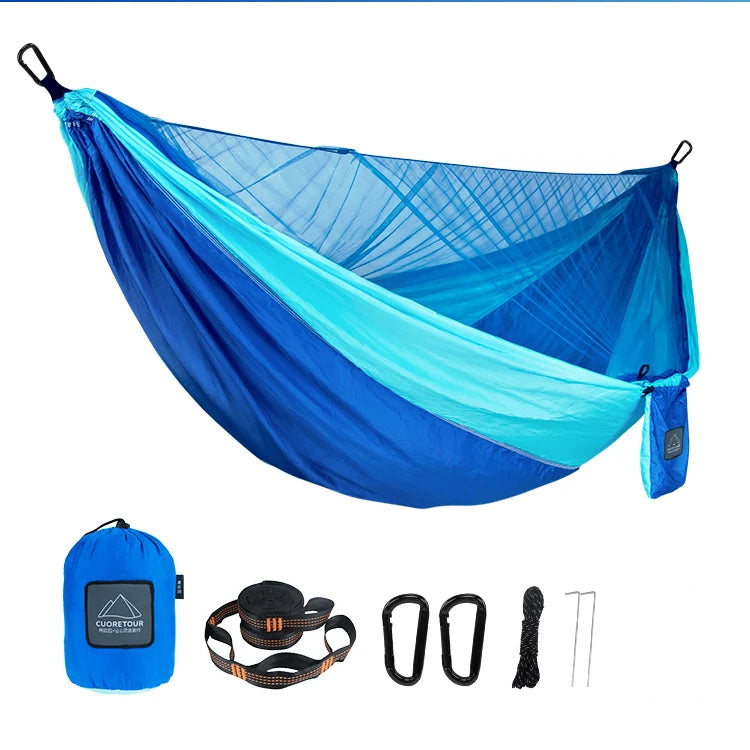 Portable Quick Setup 290*140cm Travel Outdoor Camping Hammock Hanging Sleeping Swing Bed with Mosquito Net