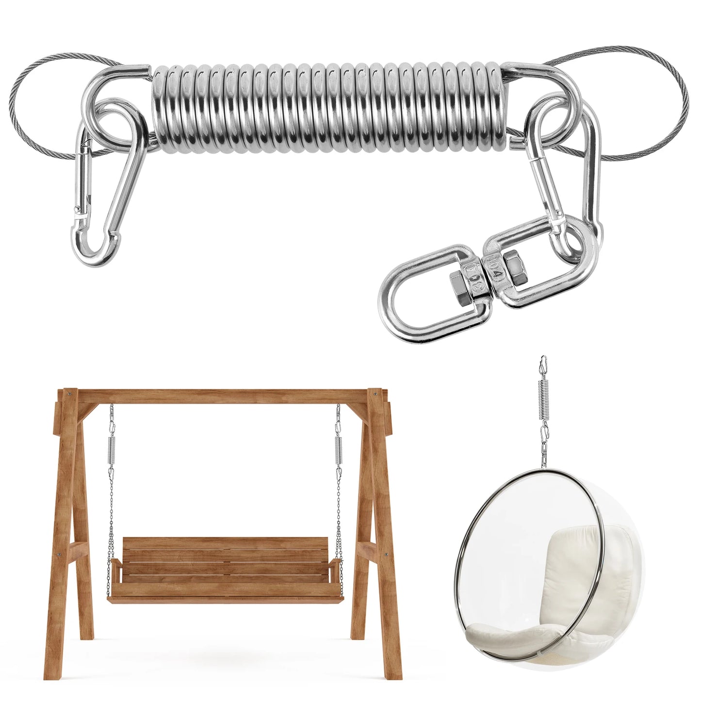 Hammock Hanging Spring Technical Carbon Steel Swing Spring Hanger with Steel Wire Double Protection load capacity 120kg/265lbs