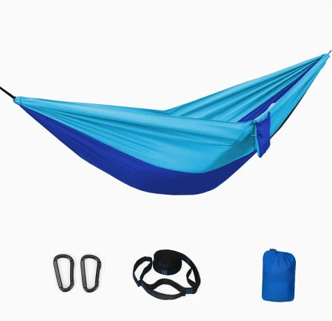 Single Person Portable Outdoor Camping Hammock With Nylon Color Matching Hammock High Strength Parachute Fabric Hanging Bed