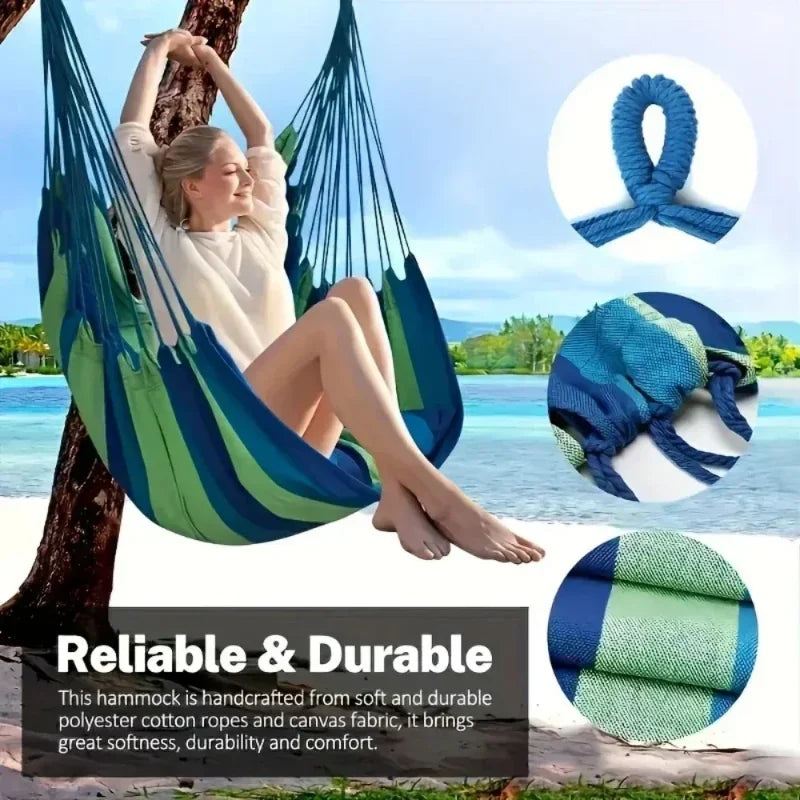 Outdoor Portable Swing Hammock – Thick Canvas Design for Camping, Lounging & Sleeping