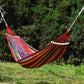 Portable Hammock with Mattress Blue and Red Stripes Straps and Storage Bag Suitable for Camping Outdoor and Indoor Use