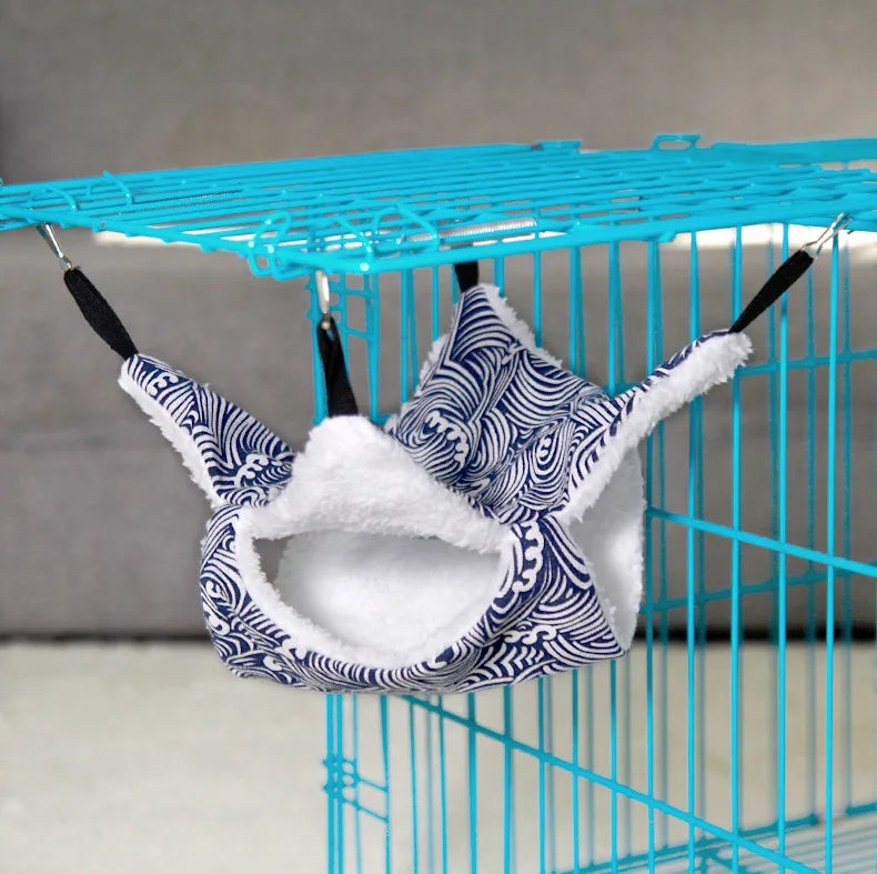 햄스터 Pet Hammock Cotton Hamster Mouse Hanging Bed Small Pet Hamster Rabbit Double Layer Warm Sleep Nests Hanging Hammock Supplies