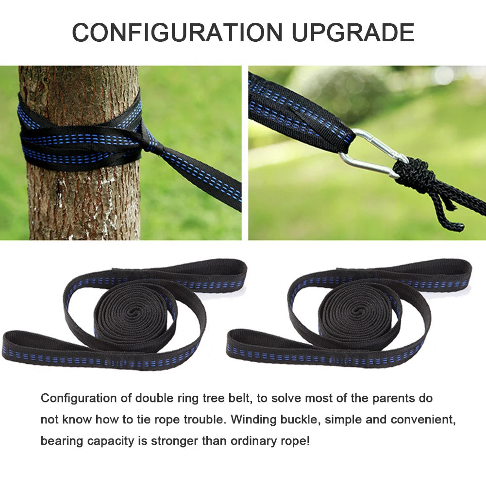 2pcs 200cm Outdoor Tied Rope Portable Tree Hanging Hammock Strap Rope for Hiking