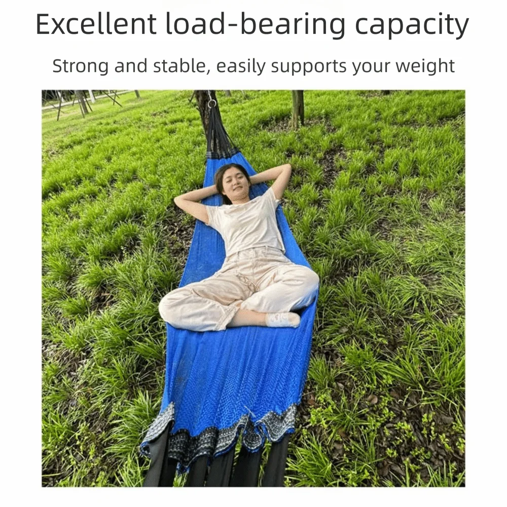 Portable Mesh Hammock Breathable Foldable Ice Silk Hanging Bed Comfortable Large Load-bearing Outdoor Camping Swing Garden