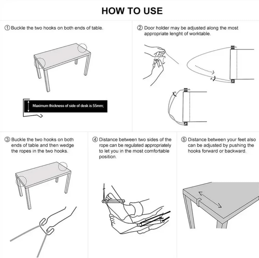 Creative Foot Hammock Portable Office Table Hanging Feetrest Pad Foldable Lazy Rest Foot Mat Universal Feet Pad Accessories