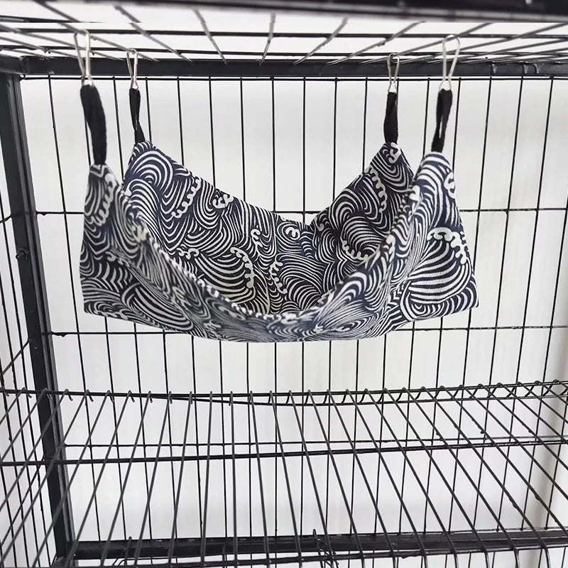 햄스터 Pet Hammock Cotton Hamster Mouse Hanging Bed Small Pet Hamster Rabbit Double Layer Warm Sleep Nests Hanging Hammock Supplies