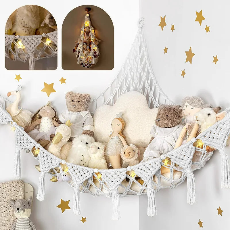 Stuffed Animal Toy Storage Hammock - Doll Stuff Animals Organizer Decorations - Cute Hanging Plushie Net Bedroom Room Decor