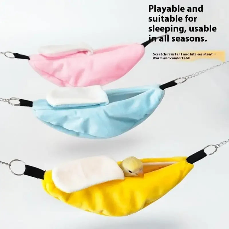 Soft Bed Hammock for Small Animals - Banana Shaped Hamster Bird Rat Bird Nest Hanging Swing Moon Boat Bed Pet Supplies